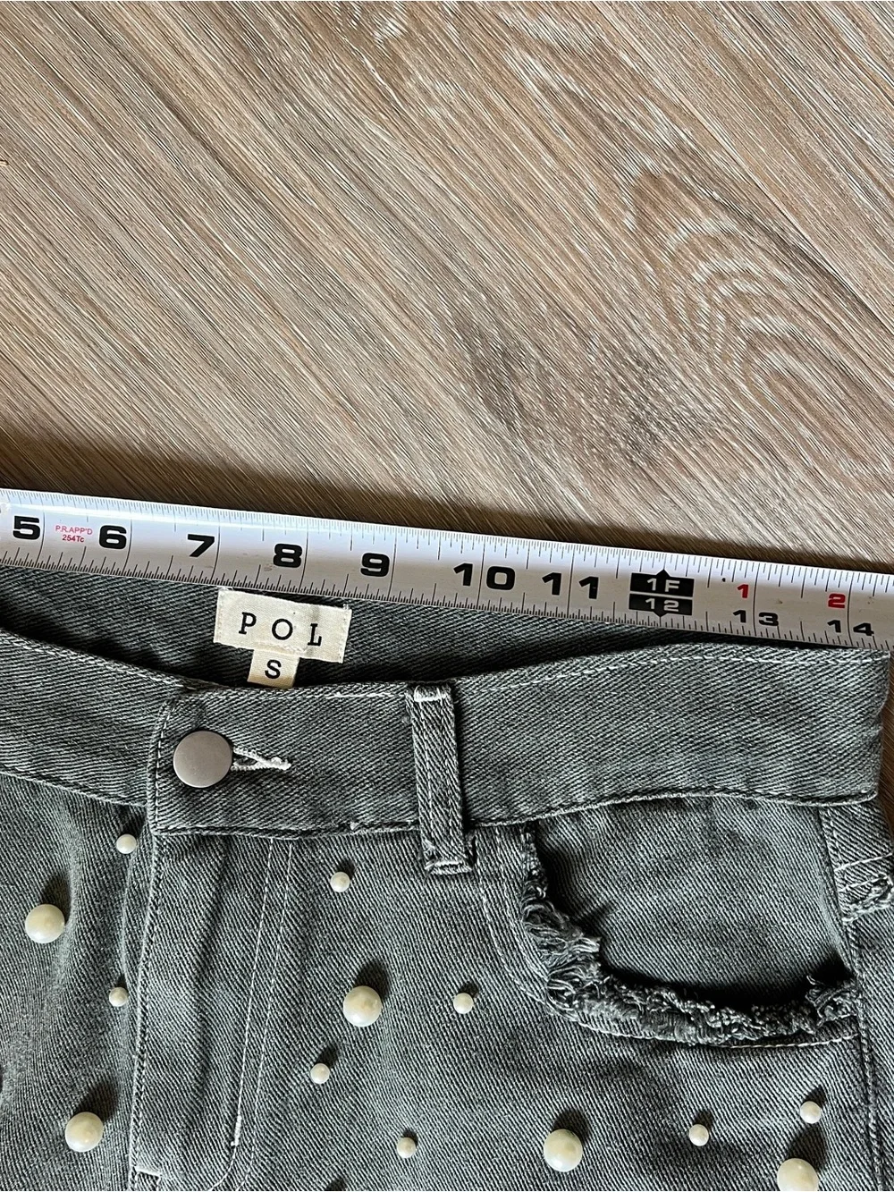 POL Pearl Embellished Wide Leg Jeans Gray Denim Size S NWOT 28 - Picture 6 of 9